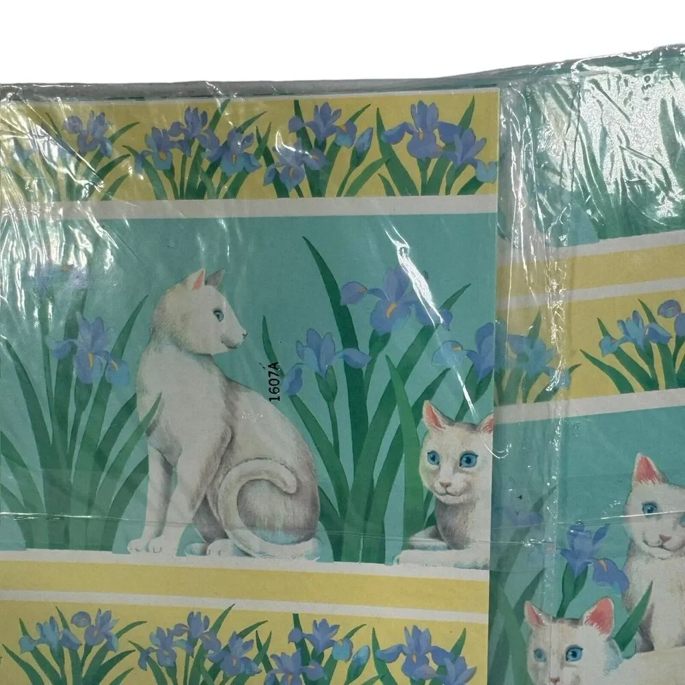 VINTAGE NOS Cat Kitten Sealed Gift Wrap Paper American Greetings USA 3 packs New